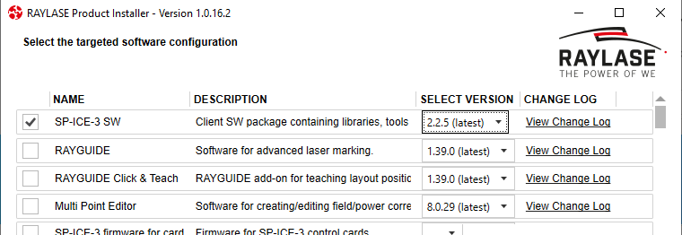 RLPI Select targeted software configuration SPICE 3 SW